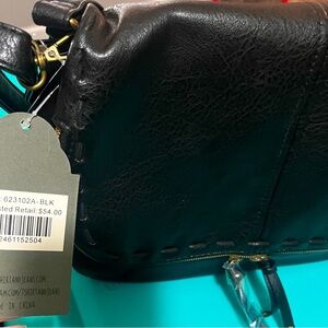 T-Shirt & Jeans Black Crossbody Bag with Textured Finish